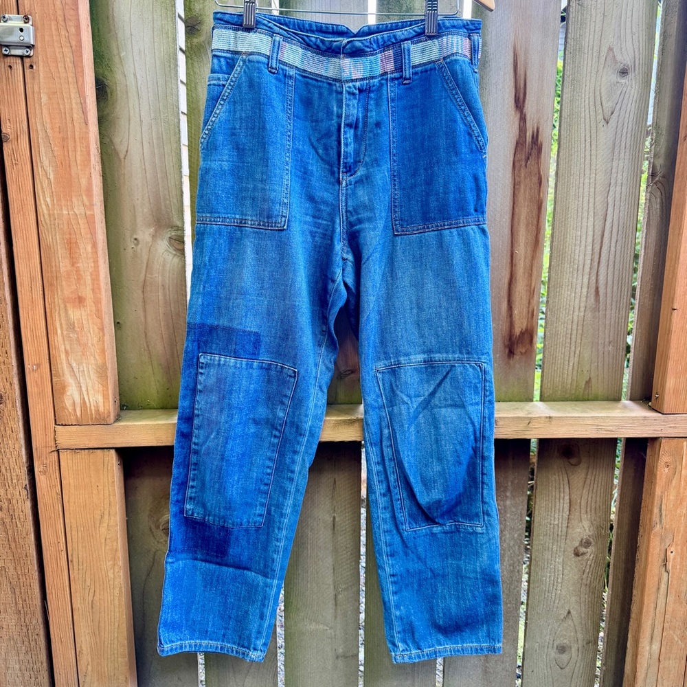 Pilcro and the Letterpress by Anthropologie Patchwork Carpenter Jeans Size 29
